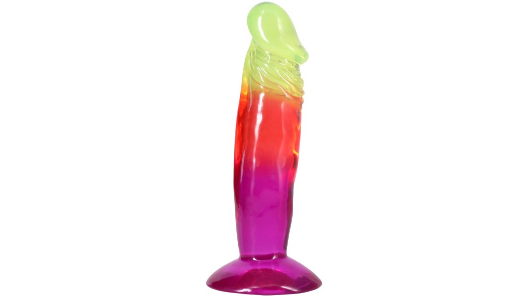 Дилдо Doc Johnson Crystal Jellies - Classic Dong - Rainbow, размер 6.5 Inch