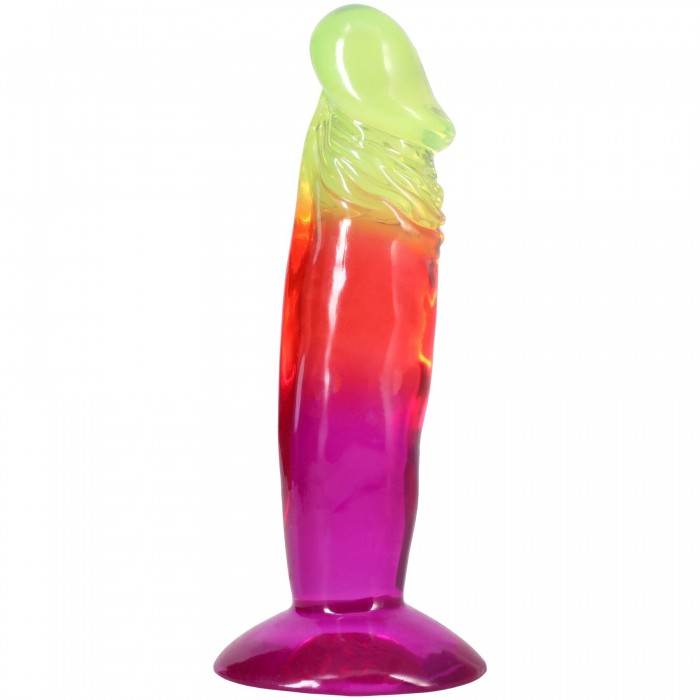 Дилдо Doc Johnson Crystal Jellies - Classic Dong - Rainbow, размер 6.5 Inch
