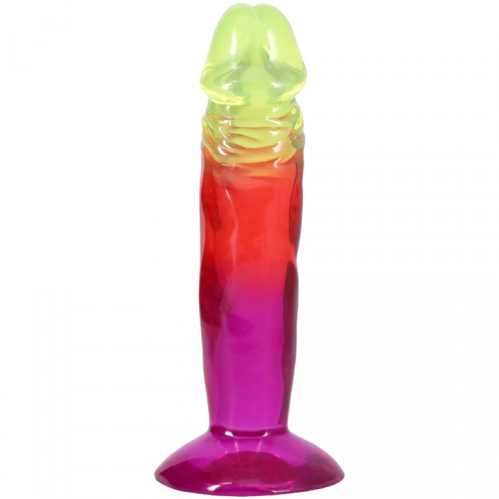 Дилдо Doc Johnson Crystal Jellies - Classic Dong - Rainbow, размер 6.5 Inch