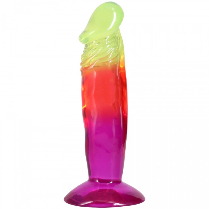 Дилдо Doc Johnson Crystal Jellies - Classic Dong - Rainbow, размер 6.5 Inch