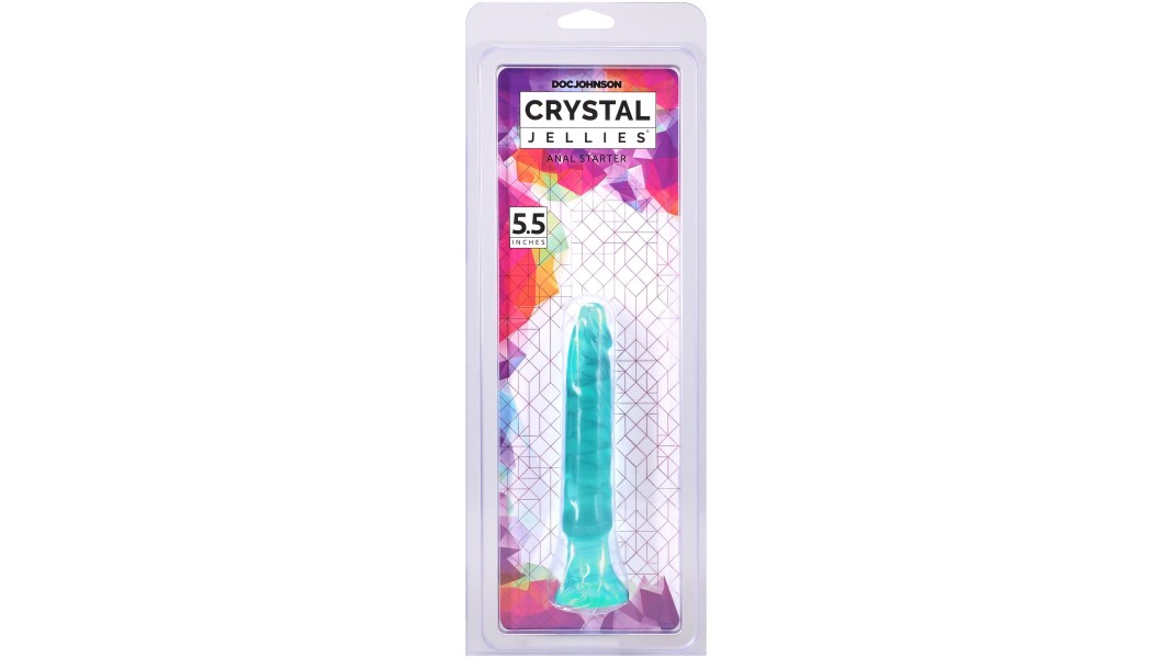 Ділдо Doc Johnson Crystal Jellies - Anal Starter - розмір 5.5 дюймів - Бірюзовий
