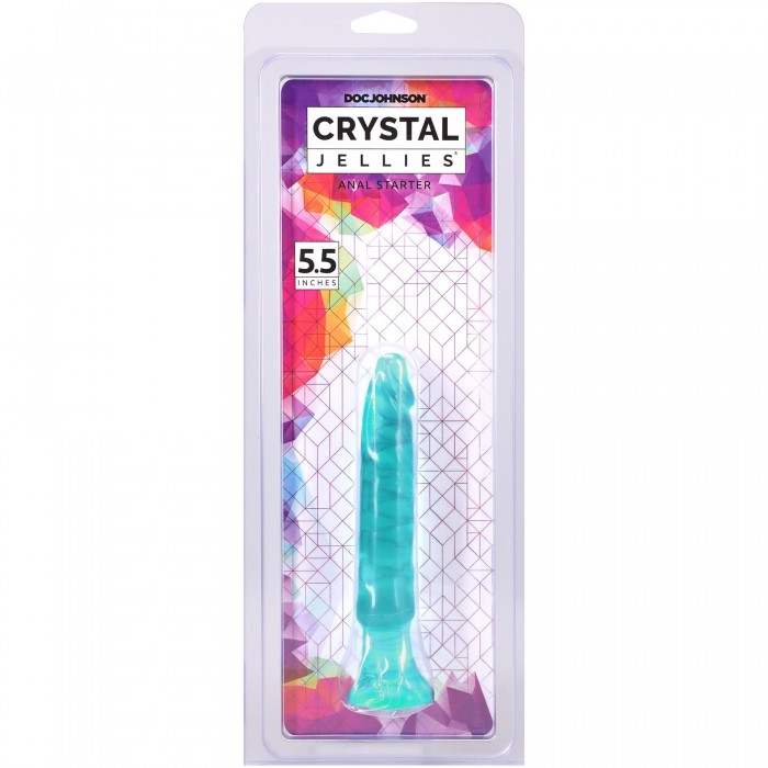 Ділдо Doc Johnson Crystal Jellies - Anal Starter - розмір 5.5 дюймів - Бірюзовий