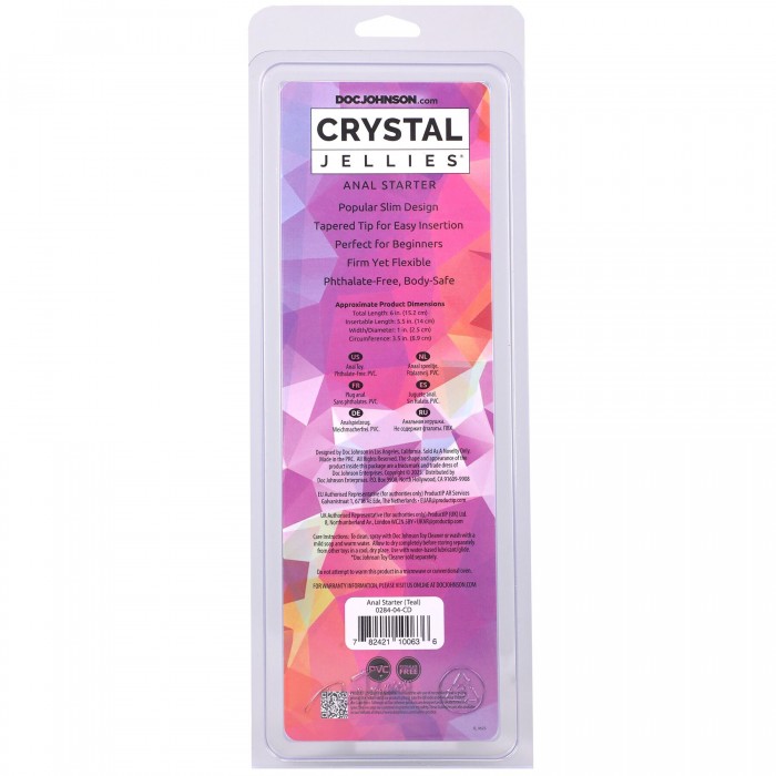 Ділдо Doc Johnson Crystal Jellies - Anal Starter - розмір 5.5 дюймів - Бірюзовий
