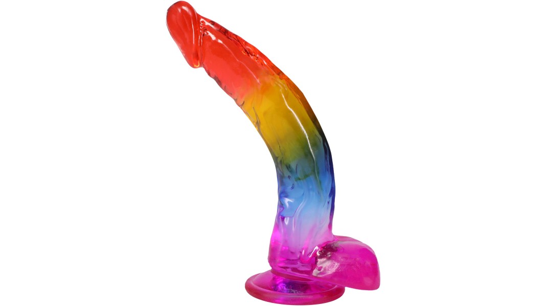 Фаллоимитатор Doc Johnson Crystal Jellies - размер 9.5 дюймов - Rainbow