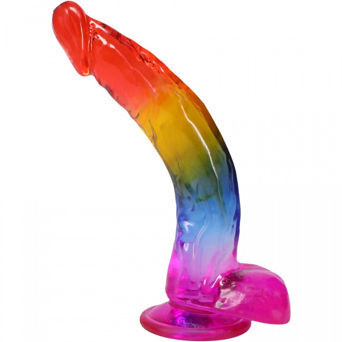 Фаллоимитатор Doc Johnson Crystal Jellies - размер 9.5 дюймов - Rainbow
