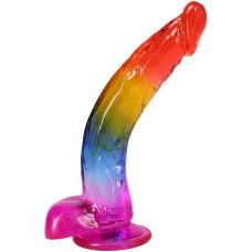 Фаллоимитатор Doc Johnson Crystal Jellies - размер 9.5 дюймов - Rainbow