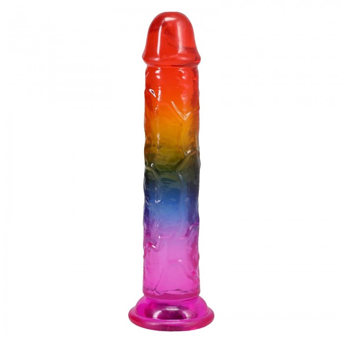 Дилдо Doc Johnson Crystal Jellies - размер 7.5 дюймов Сlassic Dong - Rainbow