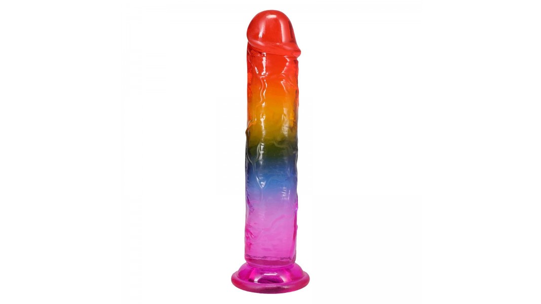 Дилдо Doc Johnson Crystal Jellies - размер 7.5 дюймов Сlassic Dong - Rainbow