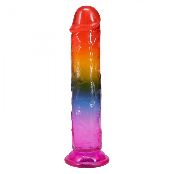 Дилдо Doc Johnson Crystal Jellies - размер 7.5 дюймов Сlassic Dong - Rainbow