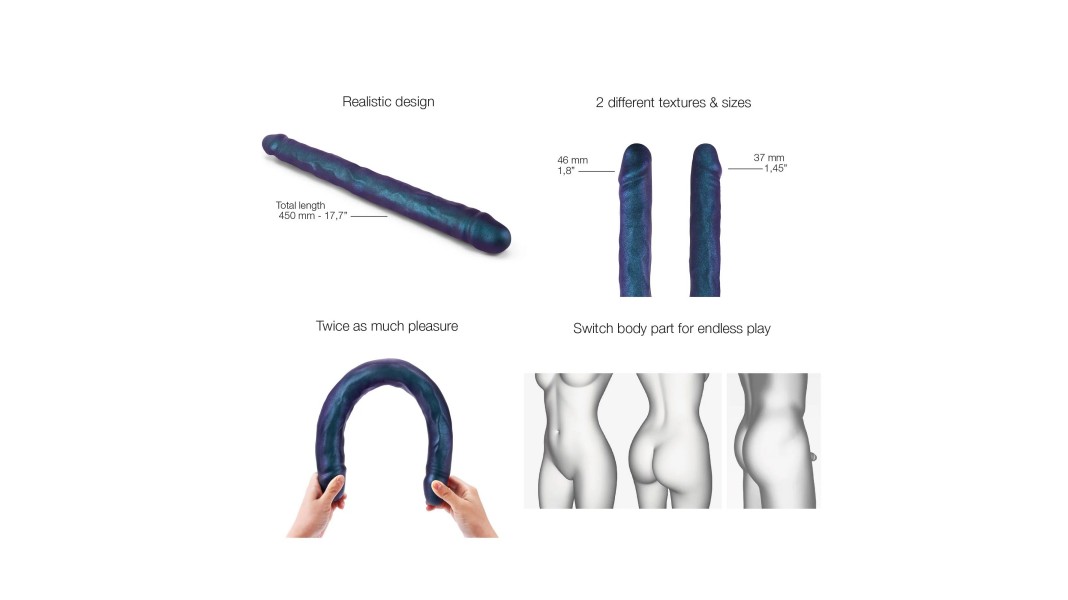 Фалоімітатор подвійний Strap-On-Me DOUBLE DONG REALISTIC DILDO - SNAKY METALLIC COLOR
