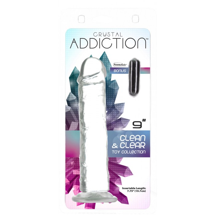 Прозрачный фаллоимитатор на присоске ADDICTION Vertical Dong 9 дюймов