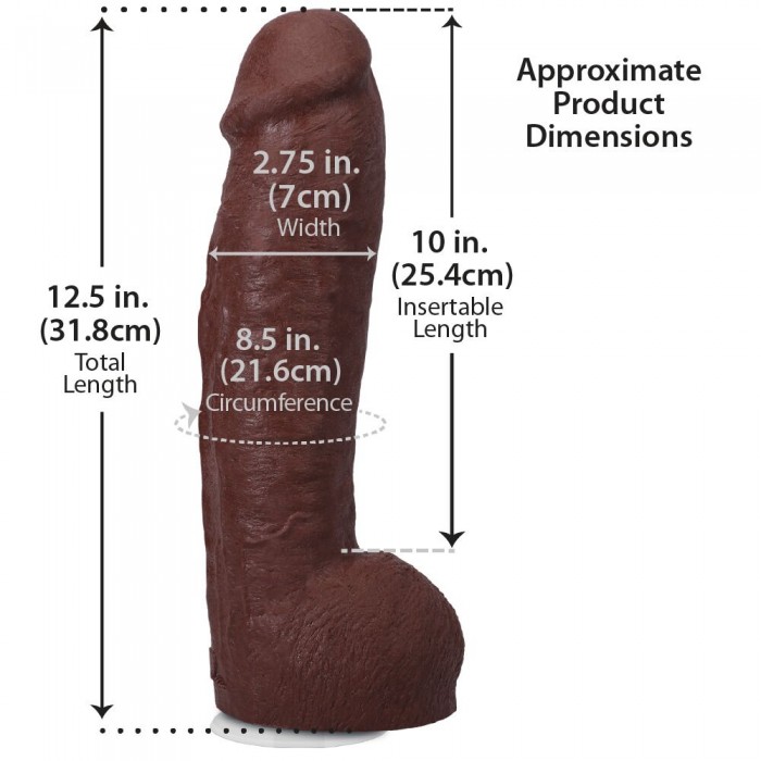 Фалоімітатор Doc Johnson The Realistic Cock ULTRASKYN - розмір 12 дюймів, Hung with Balls, Шоколад