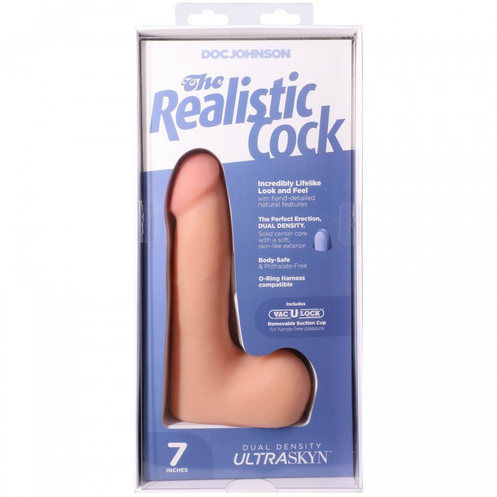 Фалоімітатор Doc Johnson The Realistic Cock ULTRASKYN - розмір 7 дюймів, з мошонкою, тілесний