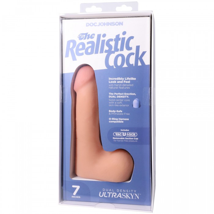Фалоімітатор Doc Johnson The Realistic Cock ULTRASKYN - розмір 7 дюймів, з мошонкою, тілесний