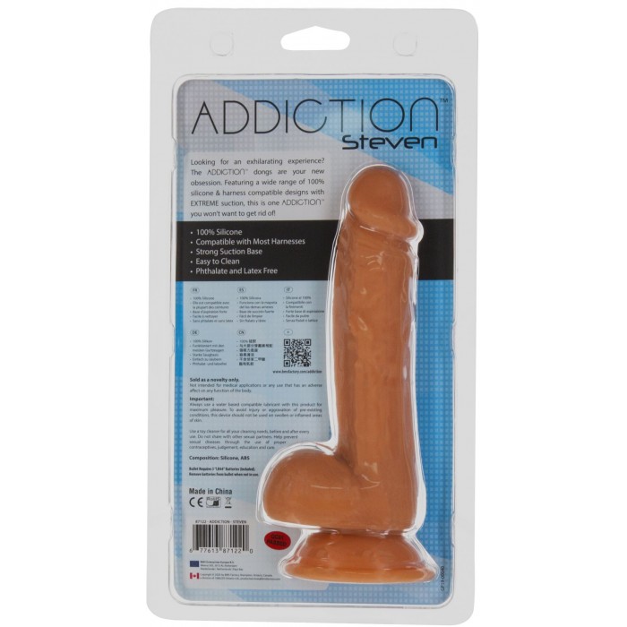 Фаллоимитатор в цвете карамель ADDICTION Steven 7.5" Silicone Dong