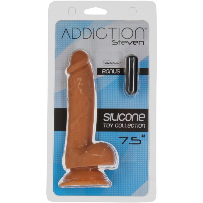 Фаллоимитатор в цвете карамель ADDICTION Steven 7.5" Silicone Dong
