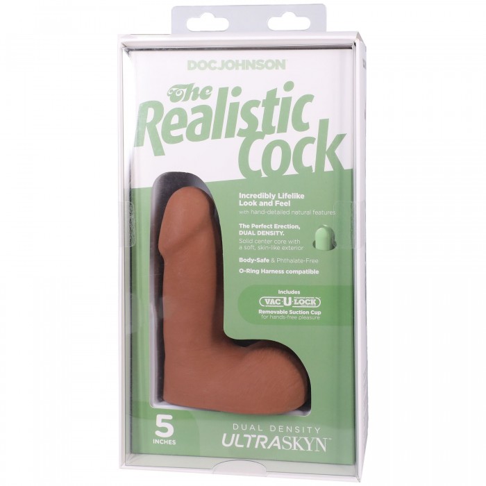Фалоімітатор з мошонкою Doc Johnson The Realistic Cock ULTRASKYN - 5 дюймів, Карамель