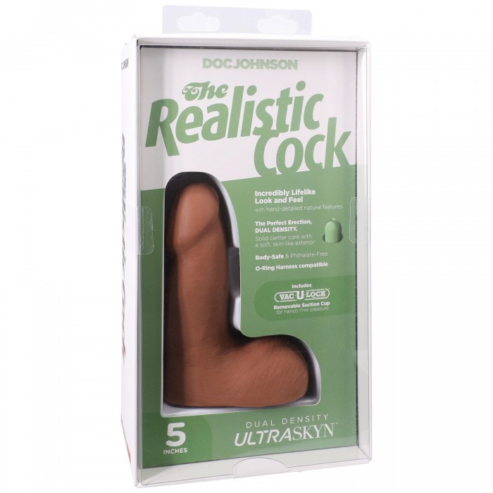 Фалоімітатор з мошонкою Doc Johnson The Realistic Cock ULTRASKYN - 5 дюймів, Карамель