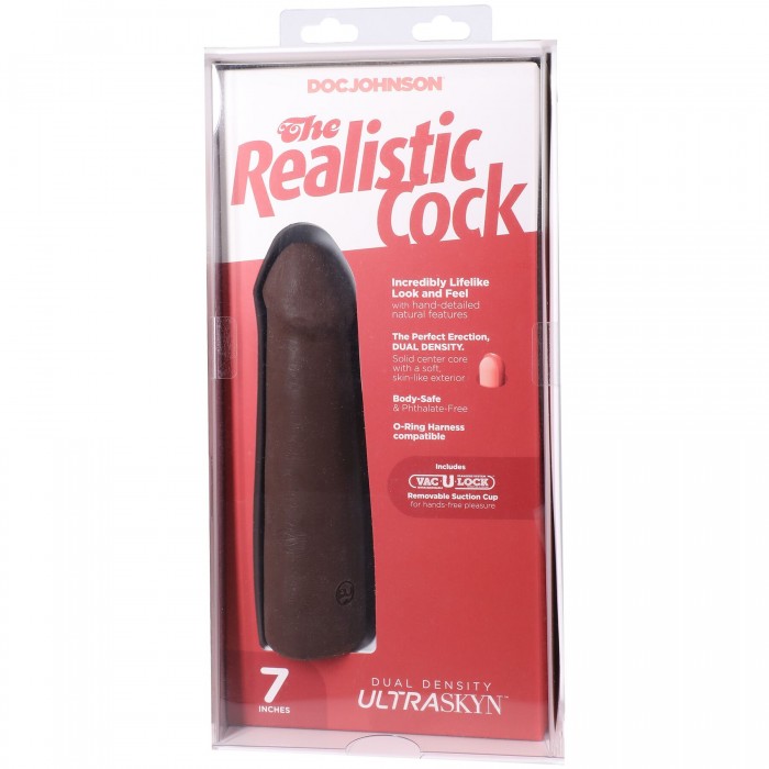 Фалоімітатор Doc Johnson The Realistic Cock ULTRASKYN, розмір 7 дюймів, Шоколад