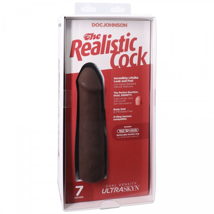 Фалоімітатор Doc Johnson The Realistic Cock ULTRASKYN, розмір 7 дюймів, Шоколад