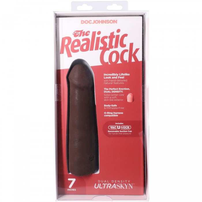 Фалоімітатор Doc Johnson The Realistic Cock ULTRASKYN, розмір 7 дюймів, Шоколад