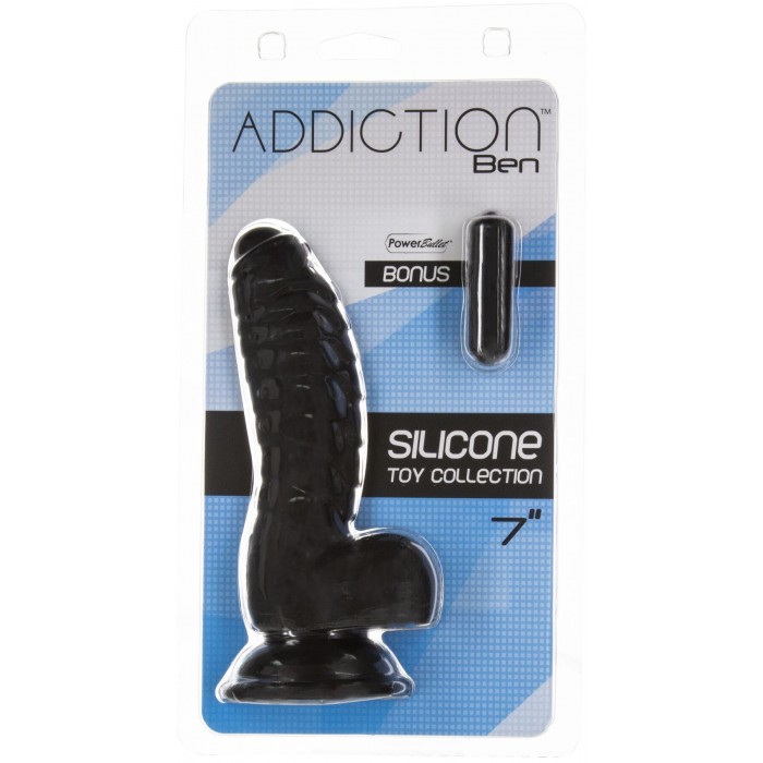 Фаллоимитатор ADDICTION Ben 7" Dildo With Balls, Черный