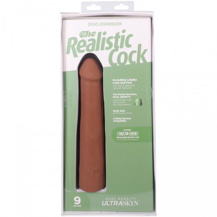 Фалоімітатор Doc Johnson The Realistic Cock ULTRASKYN, розмір 9 дюймів, Карамель