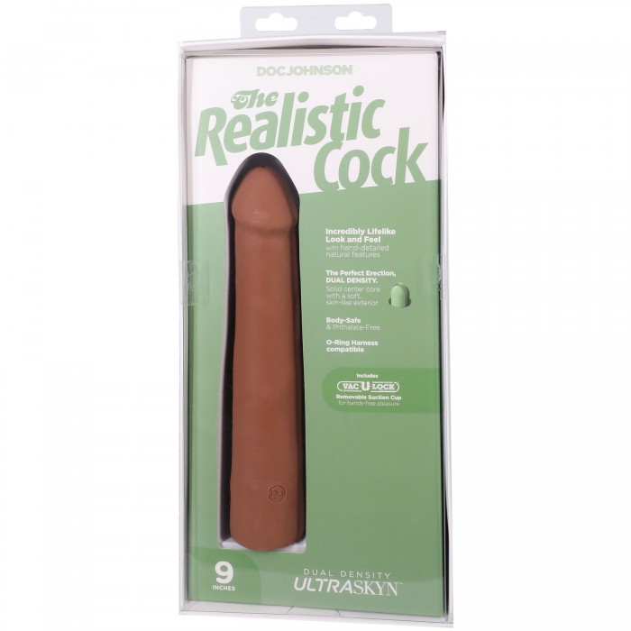 Фалоімітатор Doc Johnson The Realistic Cock ULTRASKYN, розмір 9 дюймів, Карамель