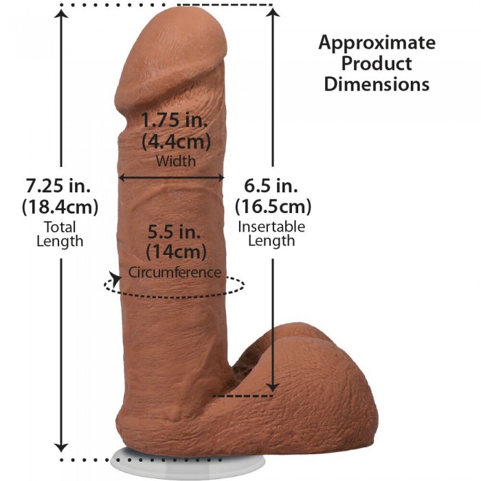 Фалоімітатор з мошонкою Doc Johnson The Realistic Cock ULTRASKYN - розмір 6 дюймів, Карамель