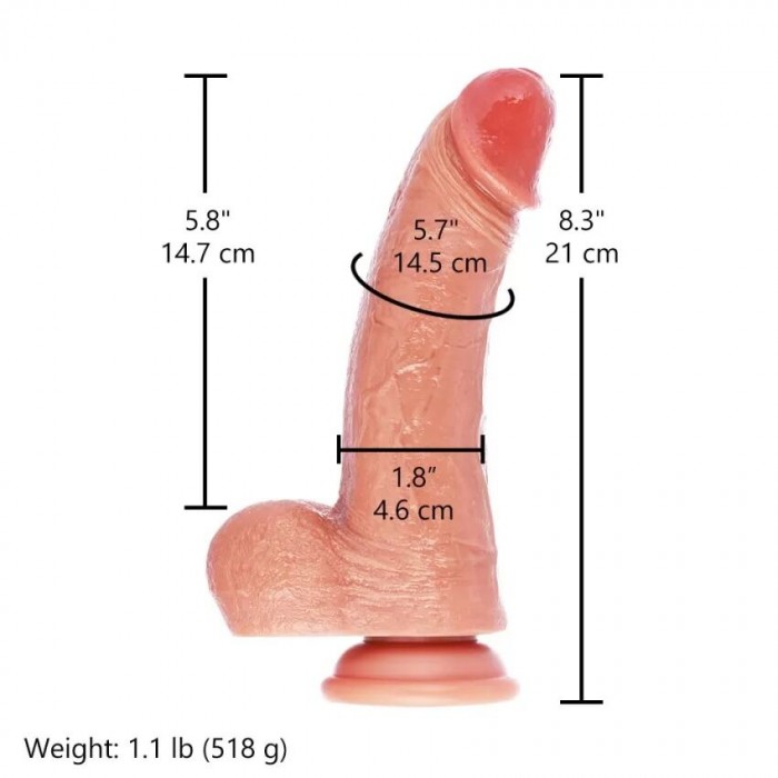 Фаллоимитатор с венами для секс-машин Hismith 8.25" Dual-density, система KlicLok