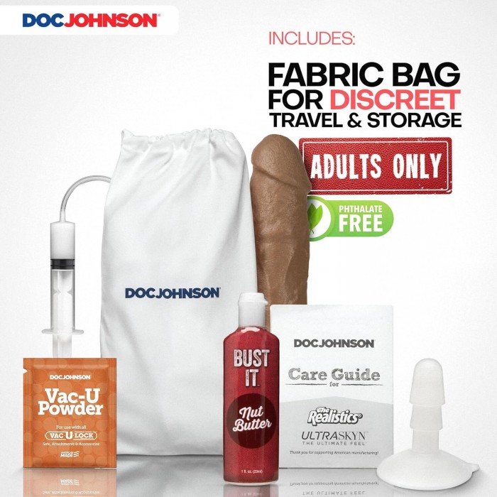 Кончающий фаллоимитатор Doc Johnson The Realistic Cock ULTRASKYN - Squirting, размер 9,5 дюймов, Карамель