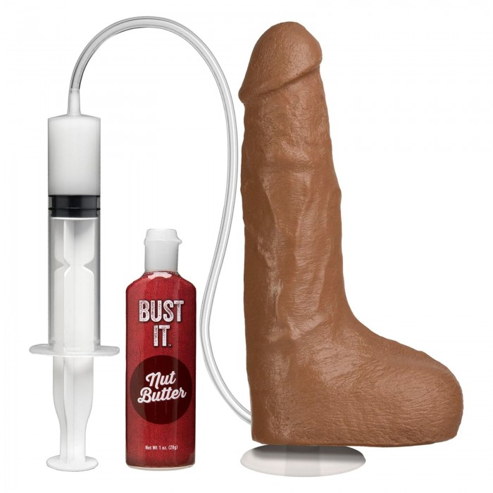 Кончающий фаллоимитатор Doc Johnson The Realistic Cock ULTRASKYN - Squirting, размер 9,5 дюймов, Карамель