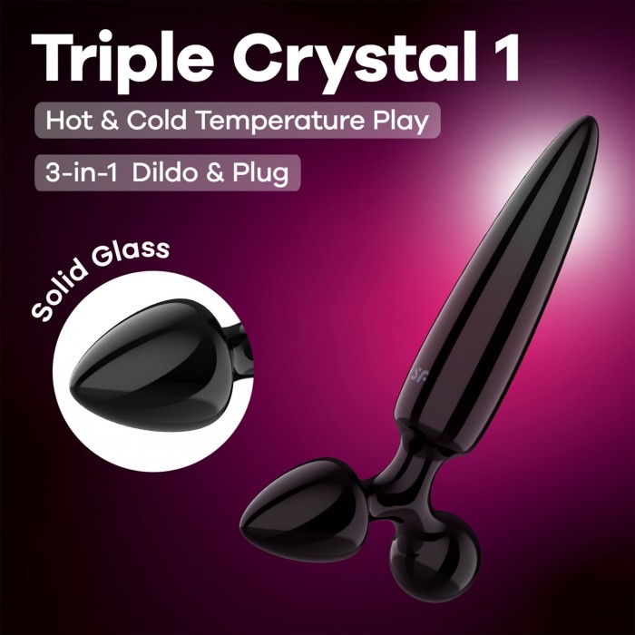 Тристоронній скляний дилдо чорного кольору Satisfyer Triple Crystal 1