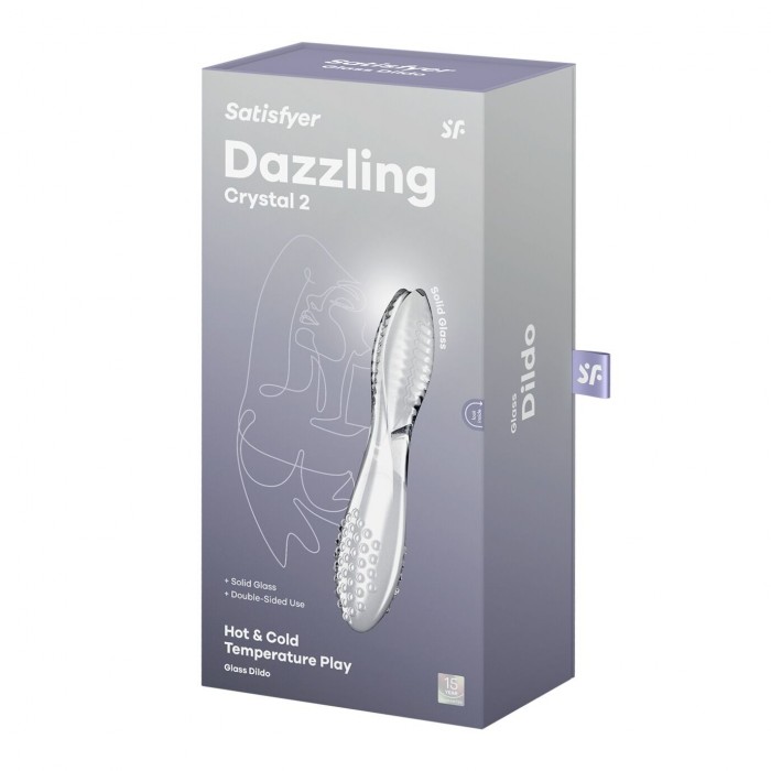 Прозрачный двусторонний стеклянный дилдо Satisfyer Dazzling Crystal 2