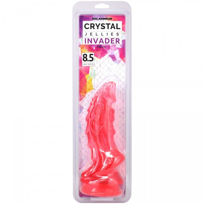 Фэнтезийный фаллоимитатор Doc Johnson Crystal Jellies - Invader Dong, размер 8.5 дюймов - Розовый