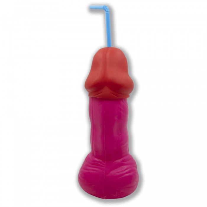 Коктейльний стакан-пеніс з кришкою та трубочкою Diverty Sex, Рожевий