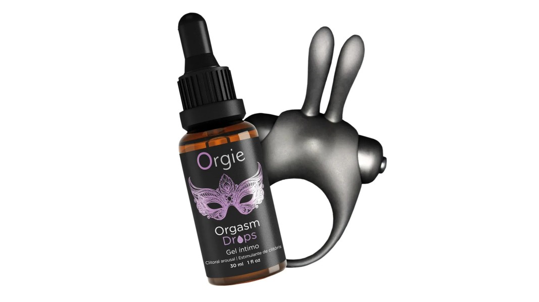 Подарунковий набір Orgie Orgasmic Bunny: збуджувальні краплі та ерекційне віброкільце