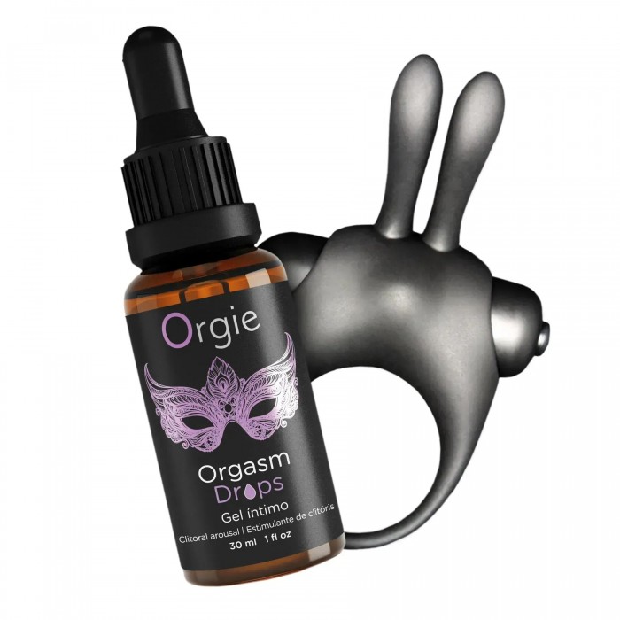 Подарунковий набір Orgie Orgasmic Bunny: збуджувальні краплі та ерекційне віброкільце