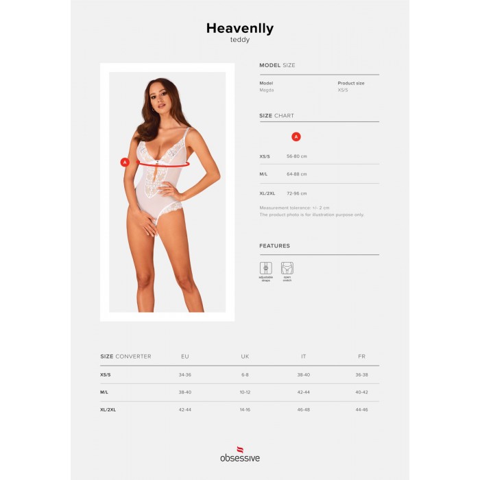 Еротичне напівпрозоре боді з доступом Obsessive Heavenlly XS/S