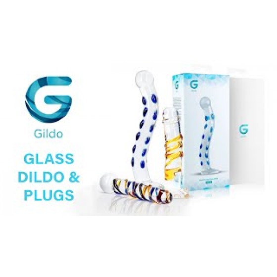 Стеклянный дилдо с изгибами и рисунком Gildo Glass Dildo No. 3