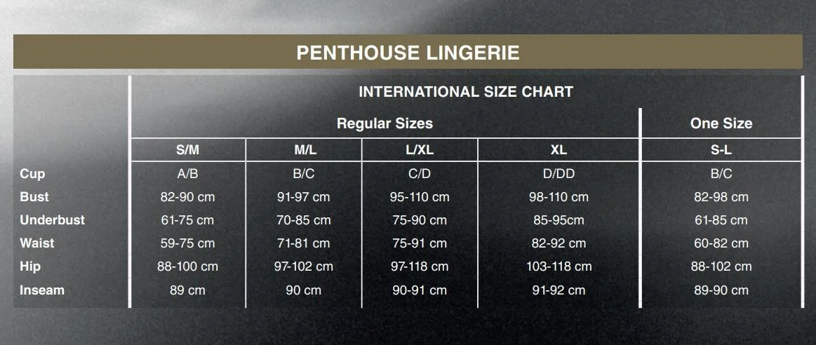 Таблиця жіночих розмірів Penthouse